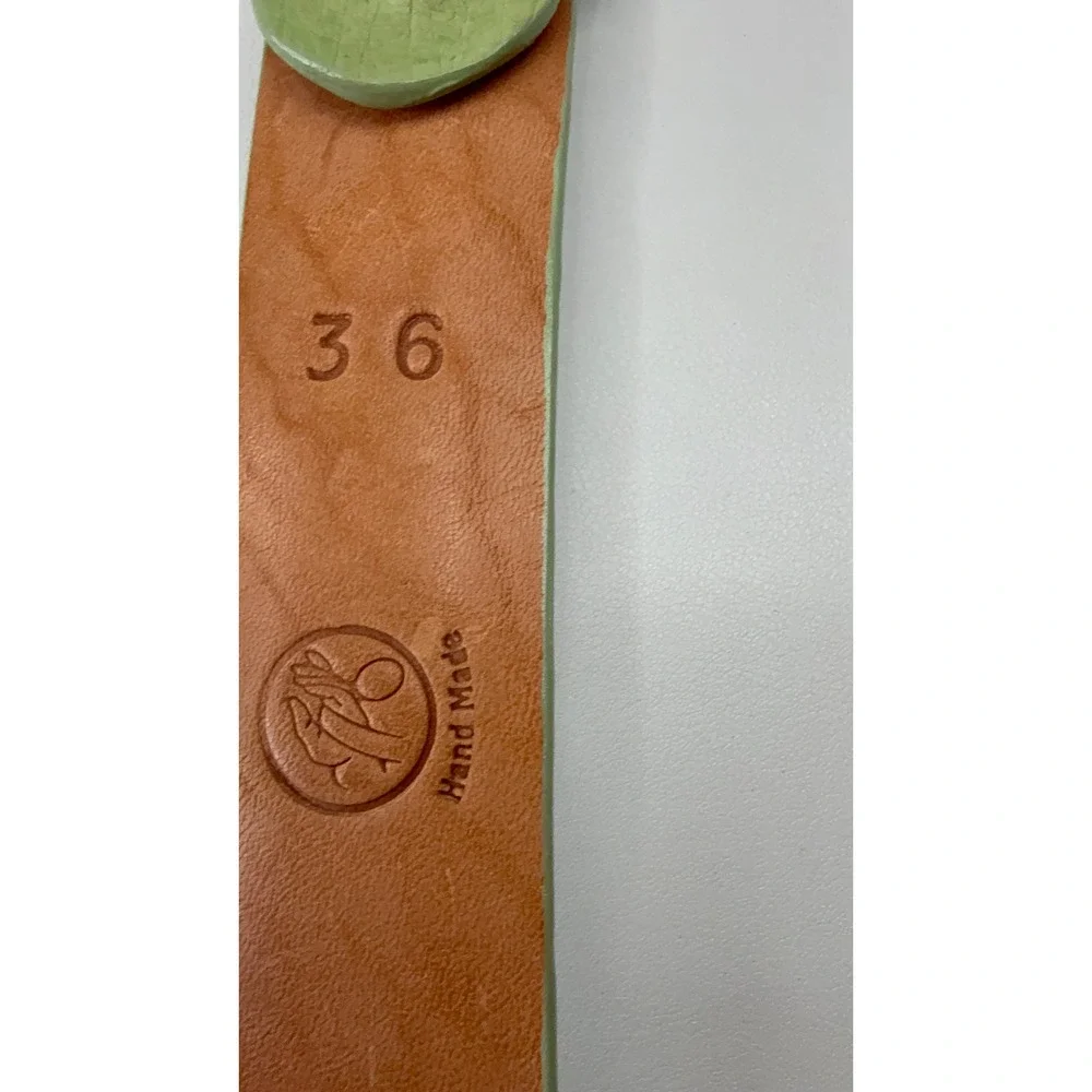 Wild West Pistachio Full Quill Ostrich Leather Belt Size 36 Handmade‎ NEW